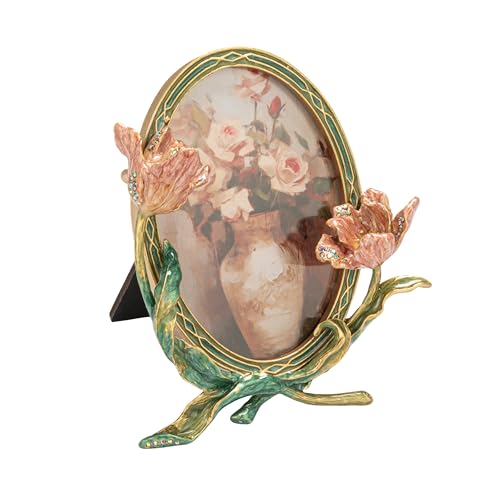 Creative Co-Op Bilderrahmen aus emailliertem Metall mit 3D-Blumen und Juwelen, mehrfarbig Creative Co-Op Bilderrahmen aus emailliertem Metall mit 3D-Blumen und Juwelen, mehrfarbig von Creative Co-op