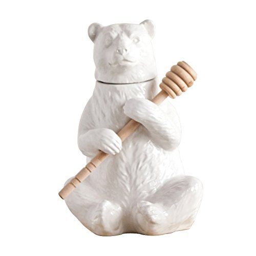Creative Co-Op DA8253 White Bear Shaped Honey Pot with Bamboo Dipper Creative Co-Op DA8253 White Bear Shaped Honey Pot with Bamboo Dipper von Creative Co-op