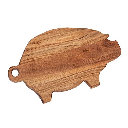 Creative Co-Op Dekoratives Käse- und Schneidebrett aus Mangoholz, Schweineform, mit Griff, Natur von Creative Co-op