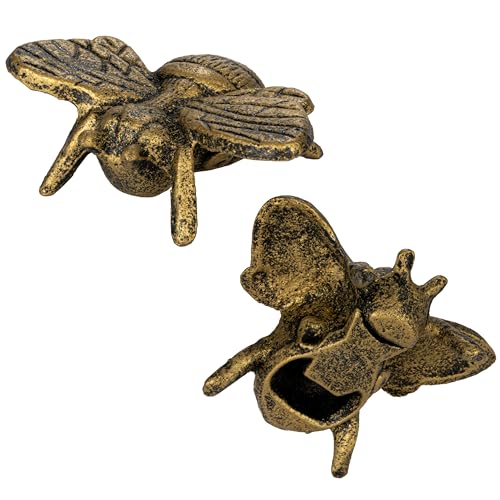 Creative Co-Op Flaschenöffner im Used-Look aus gegossenem Metall, Bienen-Motiv, goldfarben von Creative Co-op