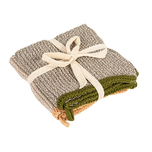 Creative Co-Op Square Cotton Knit Dish Cloth (Set of 2) Geschirrtuch, Baumwolle, Mehrfarbig, 2 von Creative Co-op