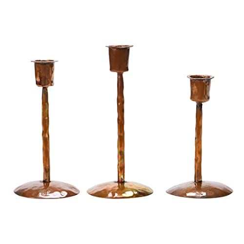 Creative Co-Op Traditioneller Kerzenhalter aus Metall, 3 Größen, gebranntes Kupfer, 3 Stück von Creative Co-op