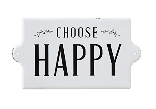 Creative Co-Op Wandschild aus Metall mit Aufschrift Choose Happy im Used-Look von Creative Co-op