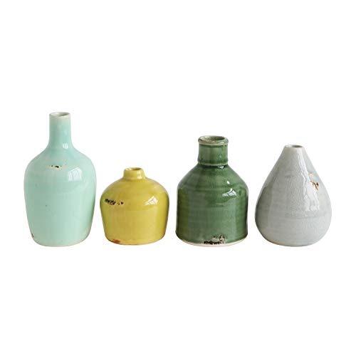 Creative Co-op DA8327-1 Vase Terrakotta, Blau, Gelb, Grün und Weiß, 4 Stück von Creative Co-op