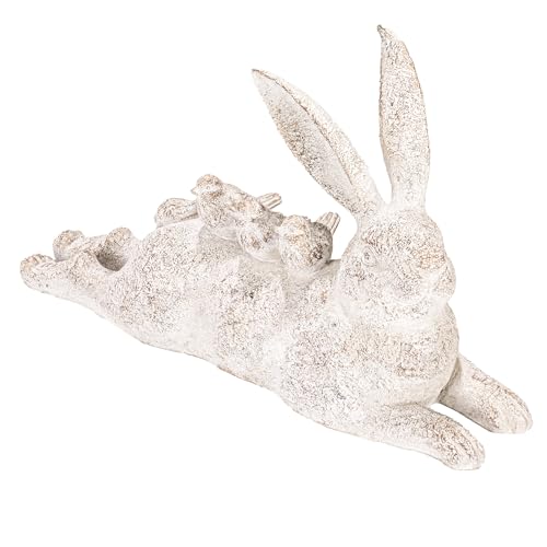 Creative Co-op Dekofigur ruhender Hase mit Vögeln, Used-Look, Weiß Creative Co-op Dekofigur ruhender Hase mit Vögeln, Used-Look, Weiß von Creative Co-op