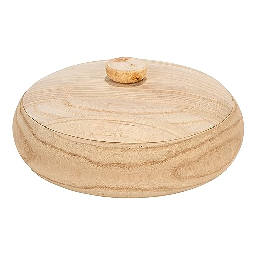 Creative Co-Op Dekorativer Behälter aus Paulownia-Holz mit Deckel Holzbehälter, Natürlich, 11.5 Inch Round von Creative Co-op