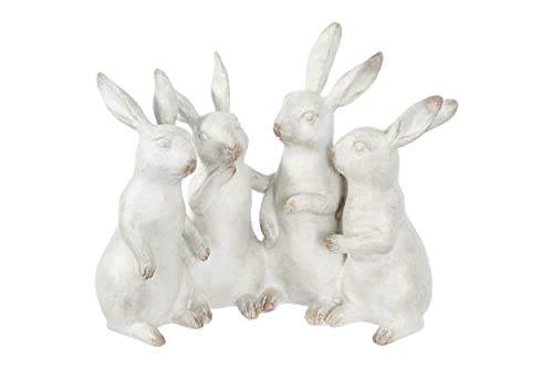 Creative Co-Op EC0147 Weißgetünchte Polyresin Bunny Rabbit Quartett Figuren und Figuren, Weiß von Creative Co-op