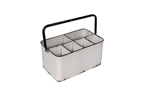 Creative Co-Op Eimer mit 2 Etagen für 60 Non-Food – Metall, Weiß Caddie 11" L x 6-1/4" W x 9" H weiß von Creative Co-op