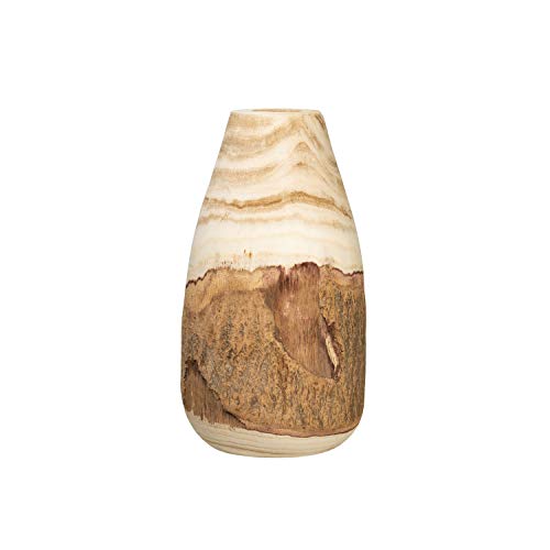 Creative Co-Op Paulownia-Holz, geschnitzt, 33 cm, mit lebendem Rand (Jede kann variieren) Vase, Braun, 12.5" von Creative Co-op