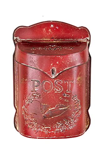 Creative Co-Op Red Embossed Tin Post Letter Box Briefkasten, Zinn, Rot/Ausflug, einfarbig (Getaway Solids), 10.5" x 15.5" von Creative Co-op