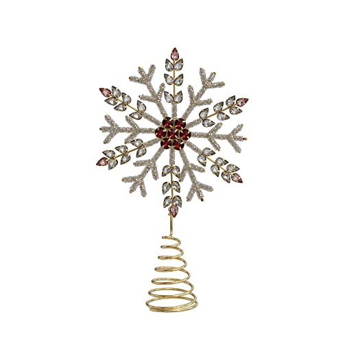 Schneeflocken-Baumspitze aus Metall, Glas und Acryl, 27,9 cm hoch, mehrfarbig von Creative Co-op