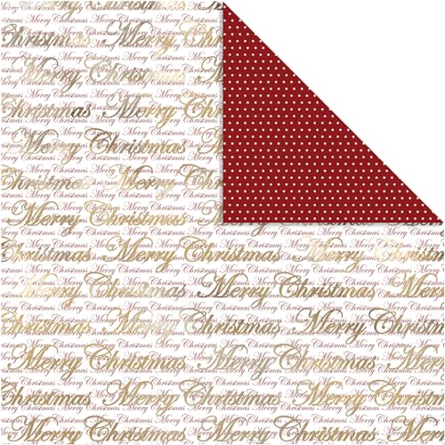 Design-Papier, Blatt 30,5x30,5 cm, 180 g, Gold, Frohe Weihnachten & Punkte, 3Bl. von Creative Company