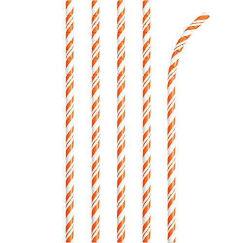 Creative Converting 051166 Paper Straws Papier-Strohhalme, orange/weiß von Creative Converting