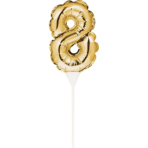 Creative Converting 331864 BALLOON CAKE TOPPER, 8, 9"x 3.5", Gold von Creative Converting