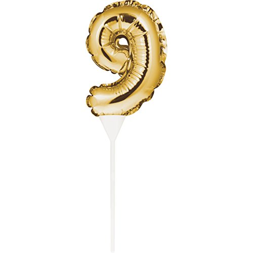 Creative Converting 331865 BALLOON CAKE TOPPER, 9, 9"x 3.5", Gold von Creative Converting