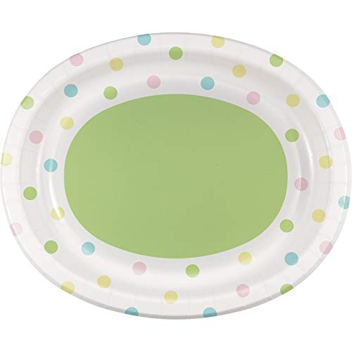 Creative Converting 335598 Teller, oval, gepunktet, 25,4 x 30,5 cm, Pastellfarben von Creative Converting