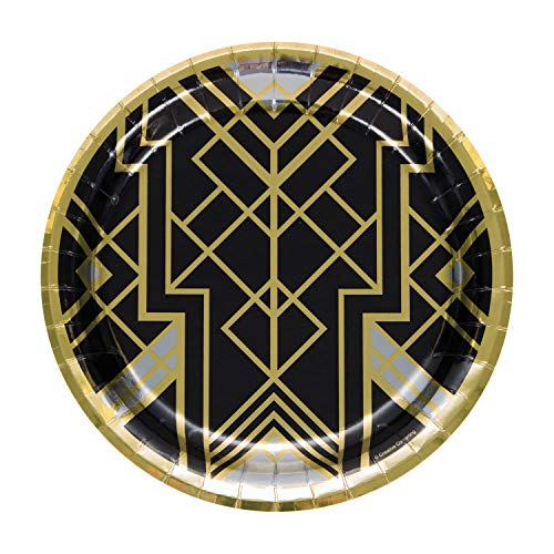 Creative Converting 343952 Roaring 20s Papierteller, Papier, schwarz/goldfarben von Creative Converting