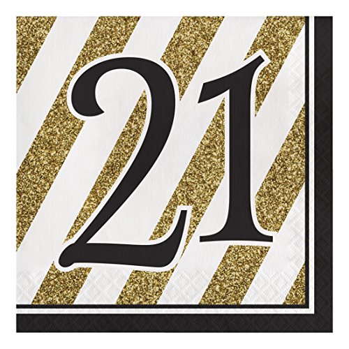 Creative Converting Black and Gold Number 21 Paper Luncheon Napkins,13"-16 Pcs, 6 1/2 in von Creative Converting
