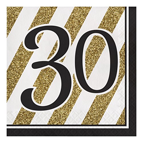 Creative Converting Black and Gold Number 30 Paper Luncheon Napkins,13"-16 Pcs, 18, 6 1/2 in von Creative Converting