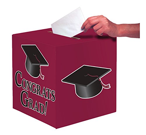 Creative Converting Congrats Grad Card Holder Box, Burgundy - von Creative Converting