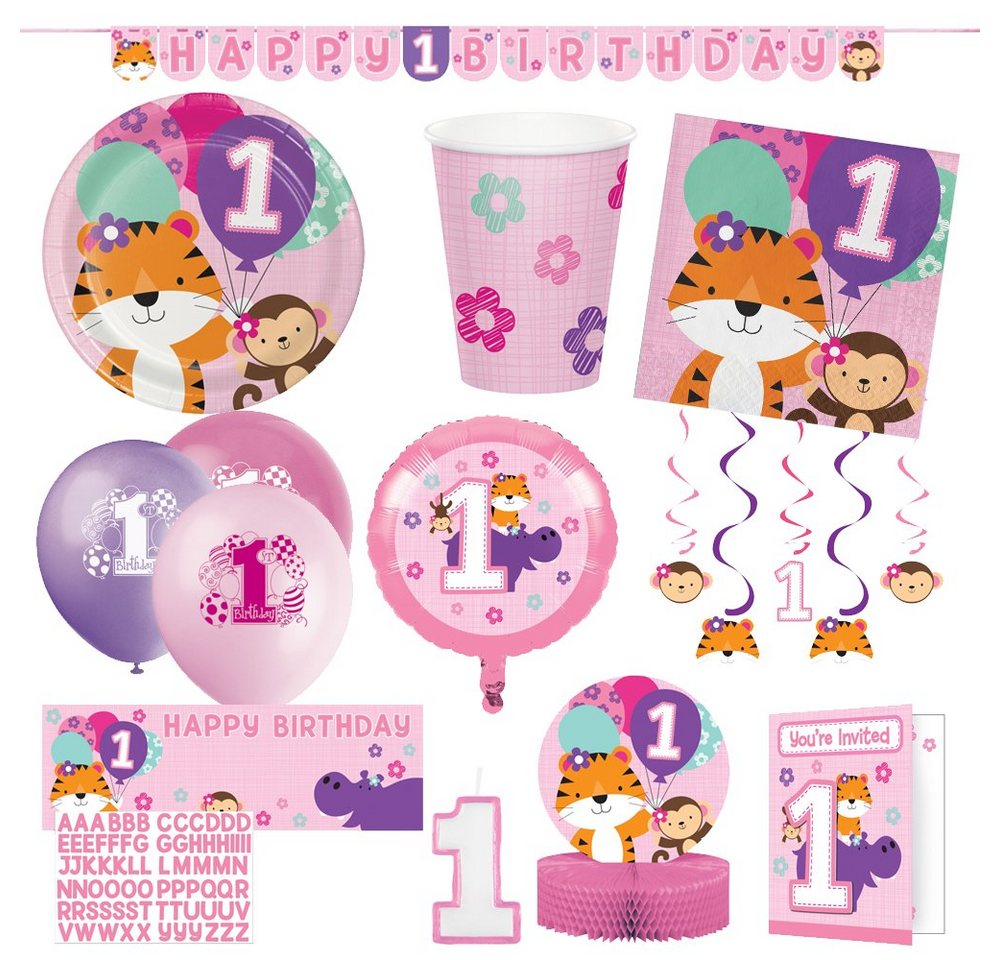 Creative Converting Einweggeschirr-Set XXL Partyset Mein 1. Gebursttag Mädchen Dekoration Babyparty 58tlg. von Creative Converting