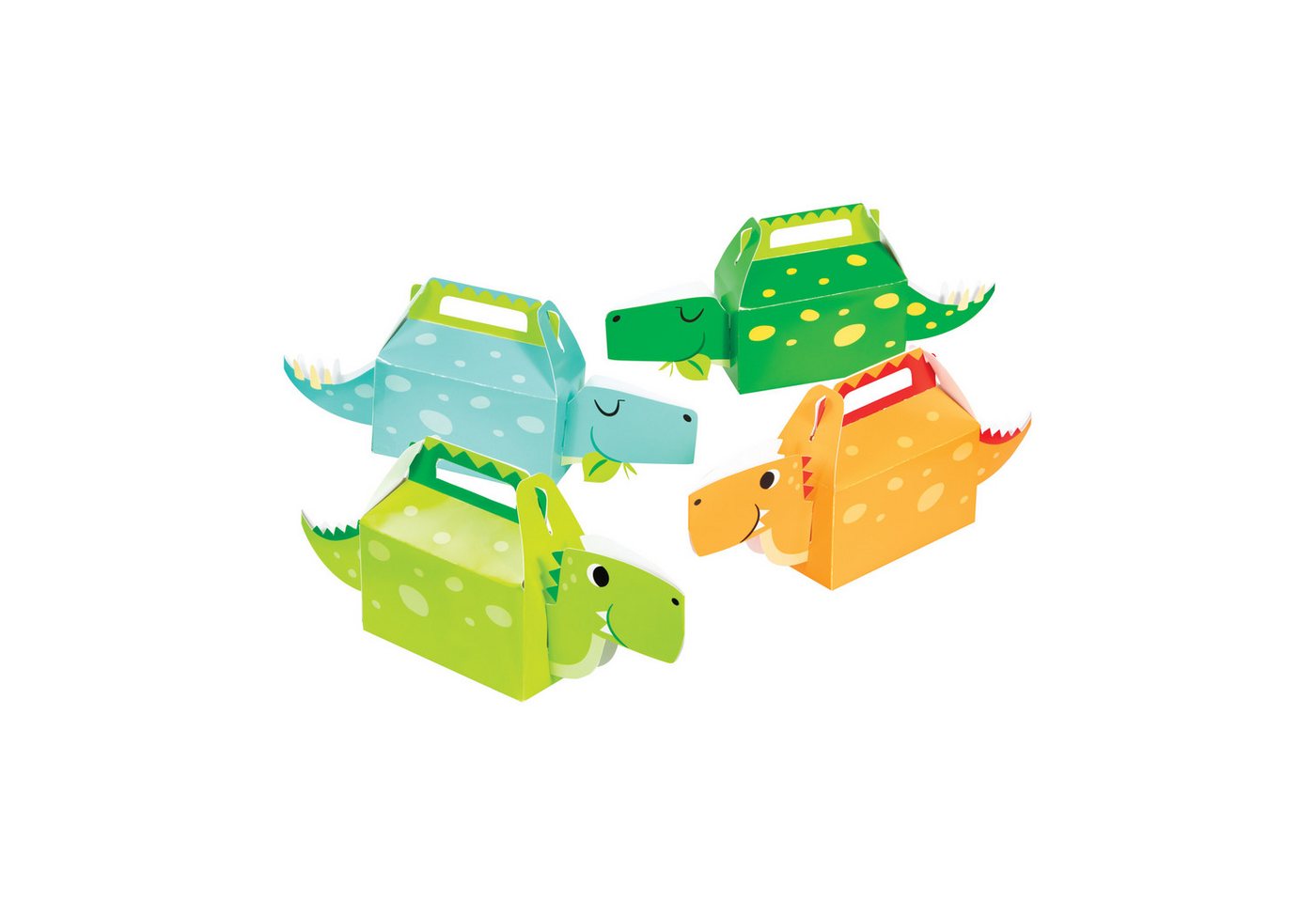 Creative Converting Geschenkbox Mitgebselbox Dinosaurier Geschenkbox für Dino Kindergeburtstag, 4 St. (4 Geschenkboxen im Set) von Creative Converting