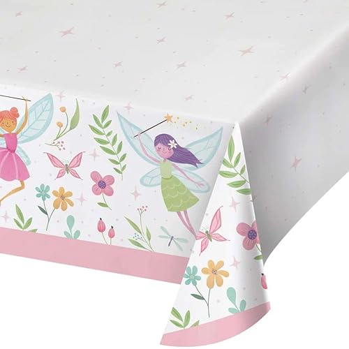 Creative Converting Hoffmaster Group, Inc. PC360384 Papiertischdecke | Feenwald | 137 x 259 cm | 1 Stück, weiß & rosa von Creative Converting