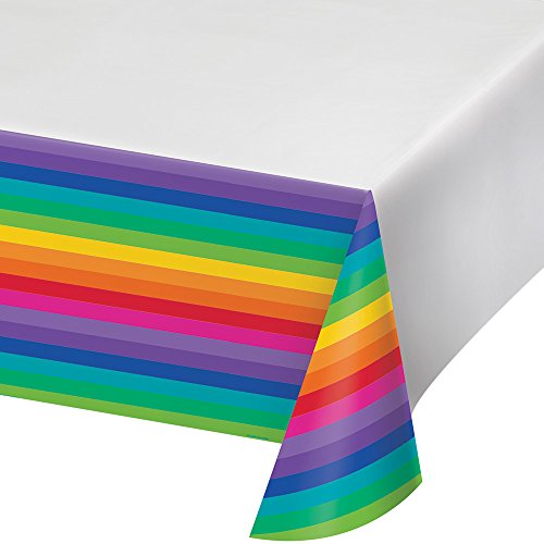 Creative Converting Kunststoff-Tischdecke mit Bordüre, 137 x 250 cm, Regenbogenfarben von Creative Converting