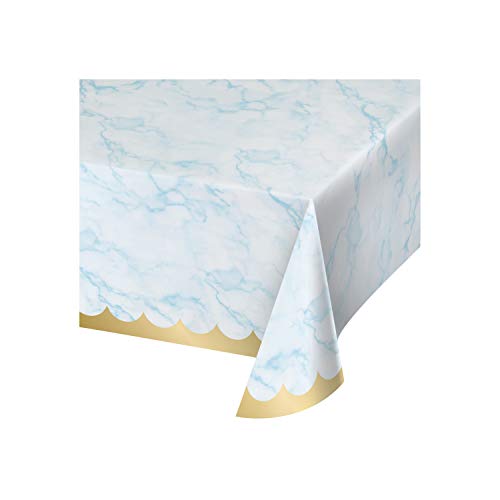 Creative Converting Marmor-Papier-Tischdecke, 137,2 x 259,1 cm, Blau, Weiß und Gold von Creative Converting
