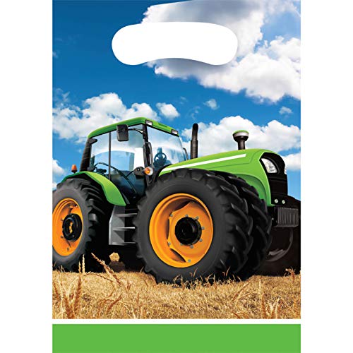 Creative Converting PC318060 Tractor Time Leckerlibeutel aus Kunststoff, 8 Stück, grün, 8 count (Pack of 1) von Creative Converting