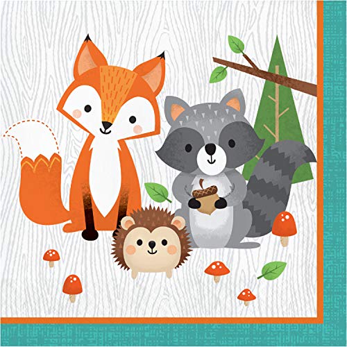 Creative Converting Wild One Servietten mit Waldtieren, 16 Stück, mehrfarbig, 16,5 cm von Creative Converting