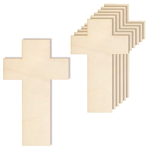 Creative Deco 10 x Große Kreuz Anhängers aus Holz | 20 x 12,5 cm | zum Basteln und Bemalen | Perfekte Ausschnite für Bemalen, Dekorieren, Geschenk & Decoupage Blanko von Creative Deco