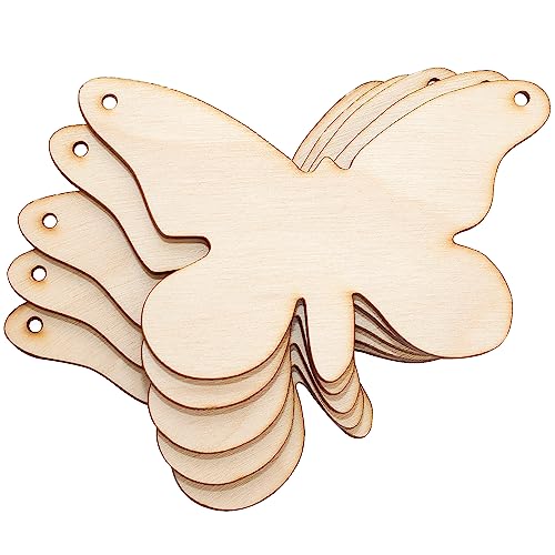 Creative Deco 10 x Schmetterling-Anhängers aus Sperr-Holz | 9,5 x 7,5 cm | Unlackierten Form-Scheiben | Perfekte Ausschnite für Bemalen, Dekorieren, Geschenk & Decoupage von Creative Deco