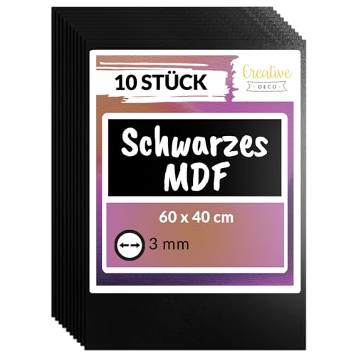 Creative Deco 10 x Schwarze MDF Platten | 600 x 400 x 3 mm | Dünne Holz-Platten | Perfekt für Laser, CNC Router, Modellierung, Laubsäge Creative Deco 10 x Schwarze MDF Platten | 600 x 400 x 3 mm | Dünne Holz-Platten | Perfekt für Laser, CNC Router, Modellierung, Laubsäge von Creative Deco
