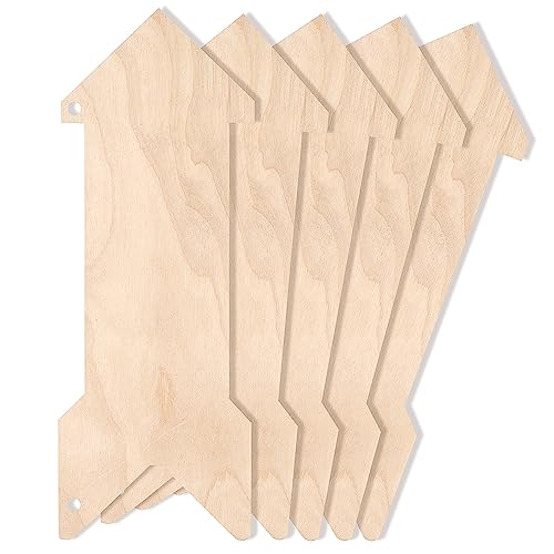 Creative Deco 5 x Holzzeiger Wegweiser Pfeil Anhängers | 30 x 11 cm | Blanko Holzschild zum Aufhängen | Holzbrett Ausschnite für Bemalen Dekorieren Geschenk & Decoupage | Holz Türschild Schild von Creative Deco