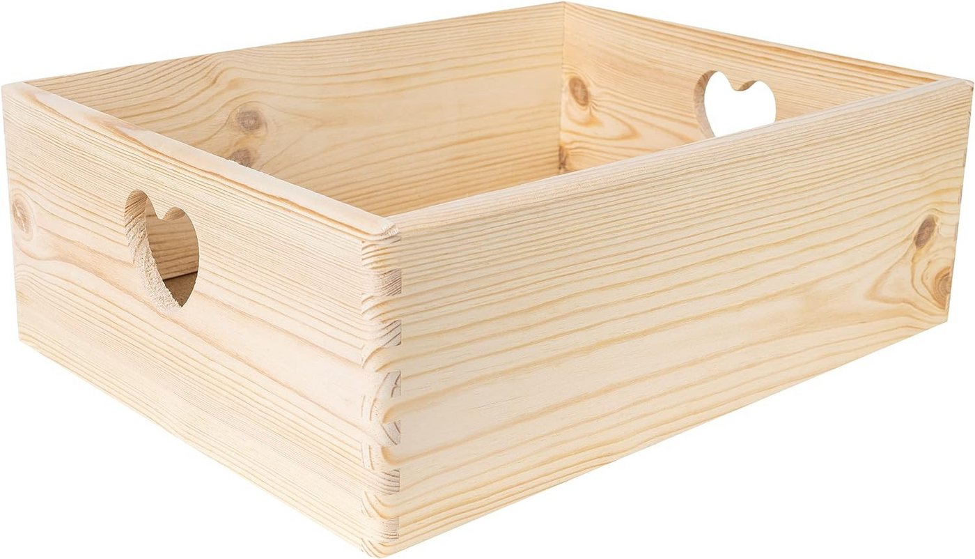Creative Deco Aufbewahrungsbox Holzkiste Obstkiste Korb ohne Deckel, mit herzförmigen Griffen, unlackiert Creative Deco Aufbewahrungsbox Holzkiste Obstkiste Korb ohne Deckel, mit herzförmigen Griffen, unlackiert von Creative Deco
