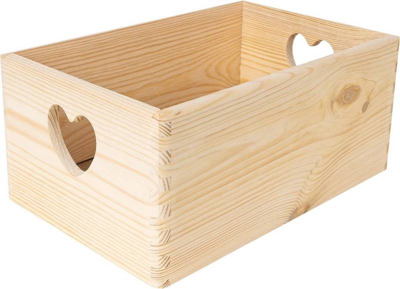 Creative Deco Aufbewahrungsbox Holzkiste Obstkiste Korb ohne Deckel, mit herzförmigen Griffen, unlackiert Creative Deco Aufbewahrungsbox Holzkiste Obstkiste Korb ohne Deckel, mit herzförmigen Griffen, unlackiert von Creative Deco