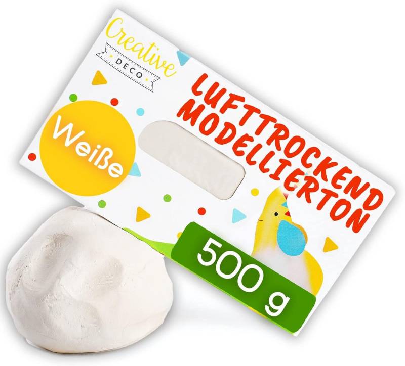 Creative Deco Bastelnaturmaterial 500g Weiß Modelliermasse Lufttrocknend Lufttrocknender Ton Knete von Creative Deco