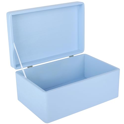 Creative Deco Blau Große Holzkiste mit Deckel | 30 x 20 x 14 cm (+/-1cm) | Ostern Osterdeko Kiste | Holzbox Erinnerungsbox Baby Aufbewahrungsbox Spielzeugkiste Kasten | Für Hochzeit, Geburtstag von Creative Deco