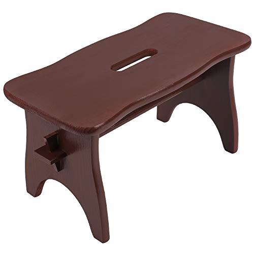 Creative Deco Braune Fußbank Holz Hocker | 38 x 19 x 21 cm | Tritthocker Blumenhocker Toilettenhocker Holzbank Schemel Kinderhocher Fußhocker | Braun Fußauflagen Stuhl Kiefernholz von Creative Deco
