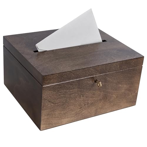 Creative Deco Braune Holzkiste mit Deckel Kartenbox Hochzeit | 29x25x15 cm | Geldgeschenke Holzbox mit Schlitz, Schloss und Schlüssel Geschenkkarten Box Geldbox Briefbox Kasten | Lagerung Spendenbox Creative Deco Braune Holzkiste mit Deckel Kartenbox Hochzeit | 29x25x15 cm | Geldgeschenke Holzbox mit Schlitz, Schloss und Schlüssel Geschenkkarten Box Geldbox Briefbox Kasten | Lagerung Spendenbox von Creative Deco