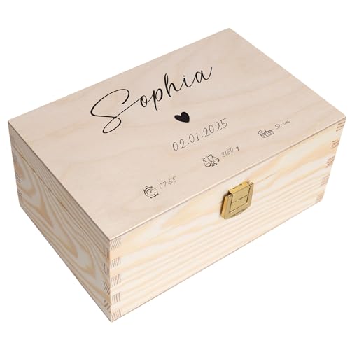 Creative Deco Erinnerungsbox Baby Personalisiert | Individuelle Erinnerungskiste | Geschenk zur Geburt für Mädchen und Jungen von Creative Deco