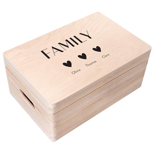 Creative Deco Familie Personalisierte Geschenke mit Namen Holzkiste | Dein Eigener Beliebig Personalisiert Text Individuelle Geschenk | Geschenkkiste Geschenkbox | Für Frauen, Männer und Kinder | Deko von Creative Deco