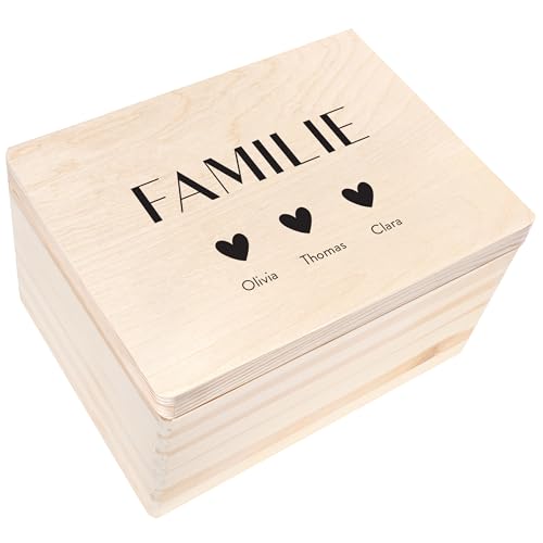 Creative Deco Familie Personalisierte Geschenke mit Namen Holzkiste | Dein Eigener Beliebiger Personalisierter Text Individuelles Geschenk | Geschenkkiste Geschenkbox | Für Frauen, Männer, Kinder von Creative Deco