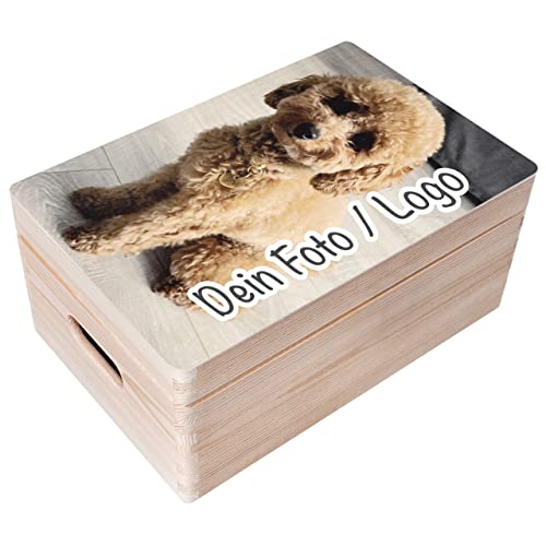 Creative Deco Personalisierte Geschenke Fotogeschenke Holzkiste | dein Eigenes Foto und Bild Individuelle Geschenk JGA | Geschenkkiste Geschenkbox | Für Frauen, Männer und Paar | 30 x 20 x 14 cm von Creative Deco
