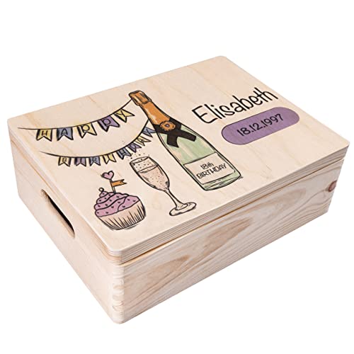 Creative Deco Personalisiert Geburtstag Geschenke für Frauen, Männer und Kinder Erinnerungsbox Holzkiste | Party Motiv für Geburtstag | Individuelle Geschenk | Geschenkkiste Geschenkbox von Creative Deco