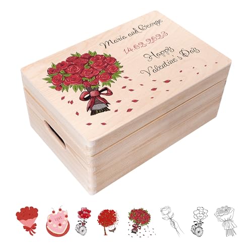 Creative Deco Personalisierte Geschenke Wunschtext Holzkiste | Romantisches Geschenk Valentinstag für Ihn und Sie Deko | Individuelles Geschenk für Frauen, Mädchen und Paar | Mehrere Motive von Creative Deco