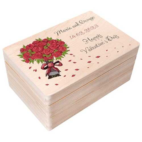 Creative Deco Personalisierte Geschenke Wunschtext Holzkiste | Romantisches Geschenk Valentinstag für ihn und Sie Deko | Individuelles Geschenk für Frauen, Mädchen und Paar | Mehrere Motive von Creative Deco