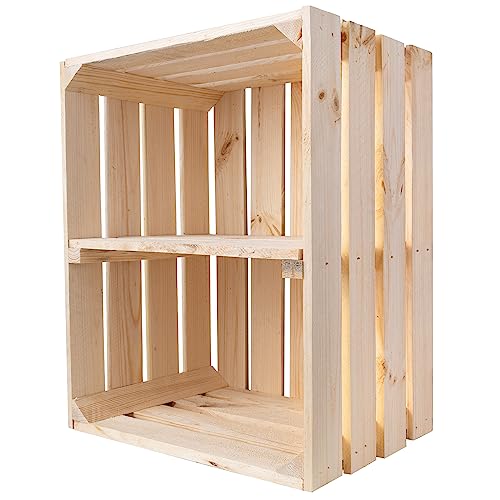 Creative Deco Große Holzkiste mit Regal | Dekorative Naturholzkiste | Geschenke Holzbox Kiste Perfekt als Geschenkbox Weinkiste Spielzeugkiste Aufbewahrungsbox von Creative Deco