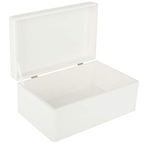Creative Deco Große Weiße Holzkiste mit Deckel | 30 x 20 x 14 cm (+/- 1 cm) | Weihnachten Kiste | Klein Holzbox Erinnerungsbox Aufbewahrungsbox Spielzeug-Kiste Kasten | Ideal für Werkzeuge von Creative Deco